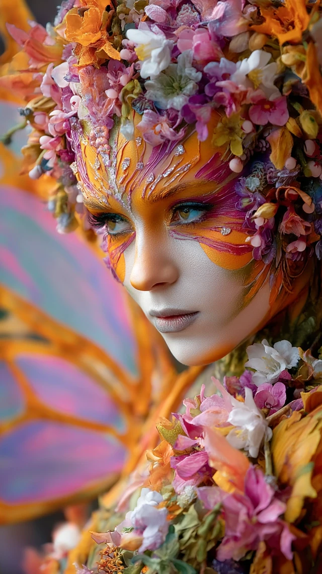 Floral Face Paint Butterfly Wings Ethereal Beauty