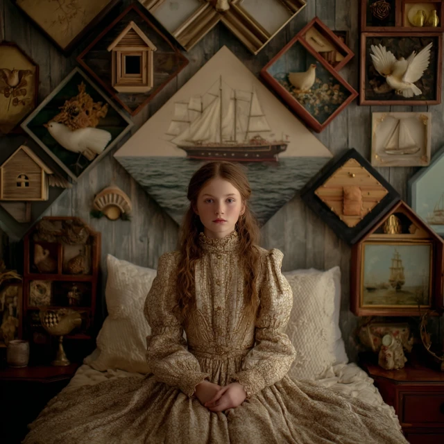 Girl in Quirky Fashion Bedroom Photography