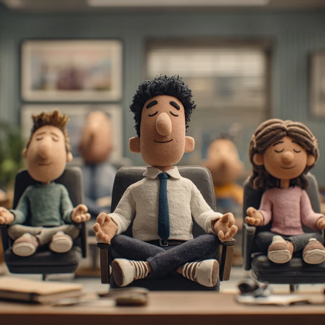 Office Meditation Claymation Calmness and Yoga
