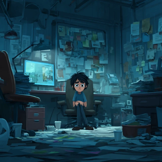 Exhausted Startup Worker Pixar Style