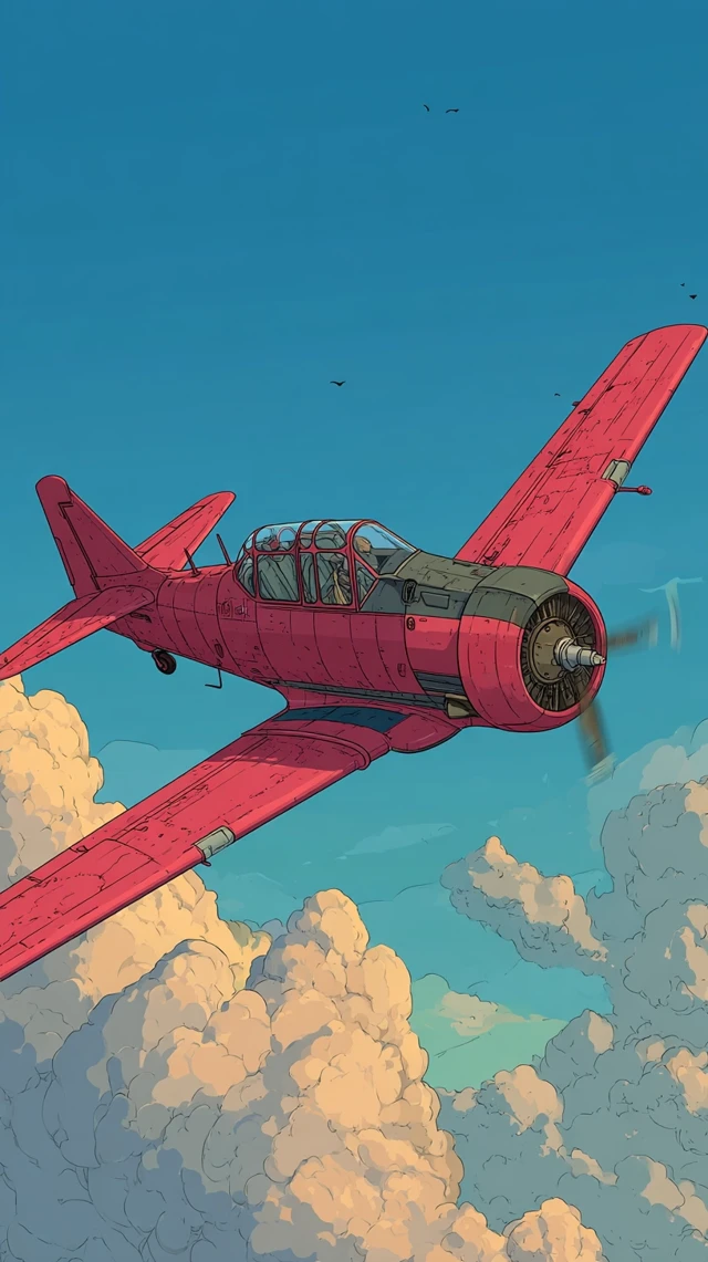 Cartoon Plane Wallpaper Sky Clouds