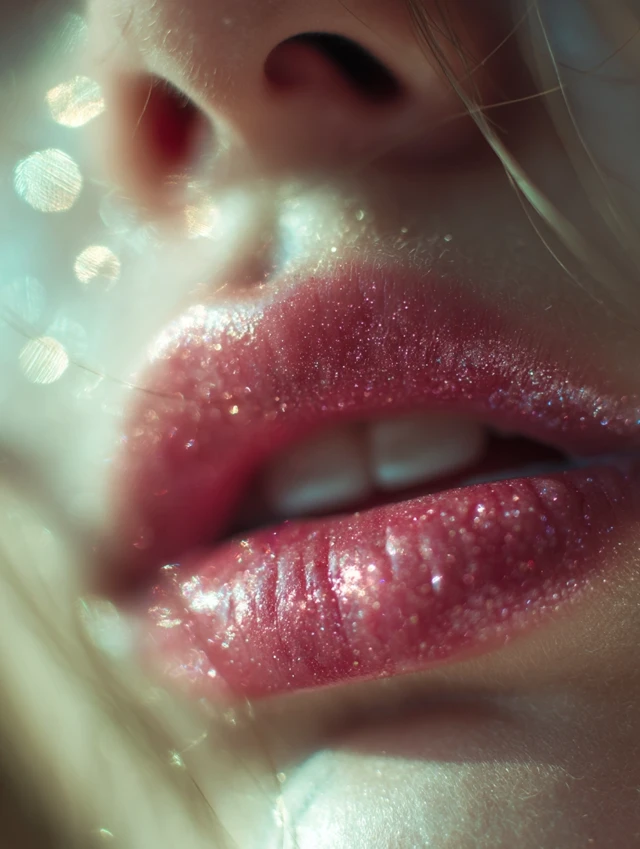 Womans Lips Close Up Macro Bokeh