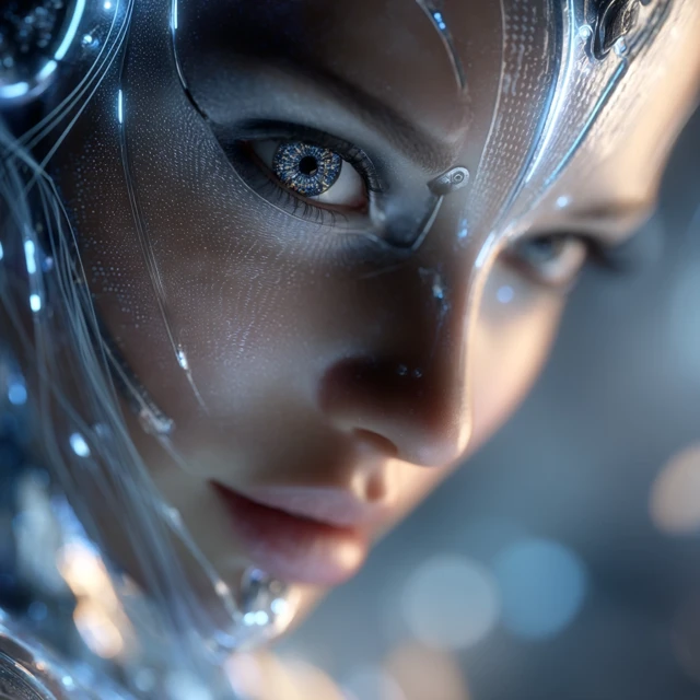 Futuristic AI Face Cybernetic Beauty
