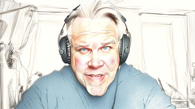 Anime Man with Headphones Video Chat Illustration