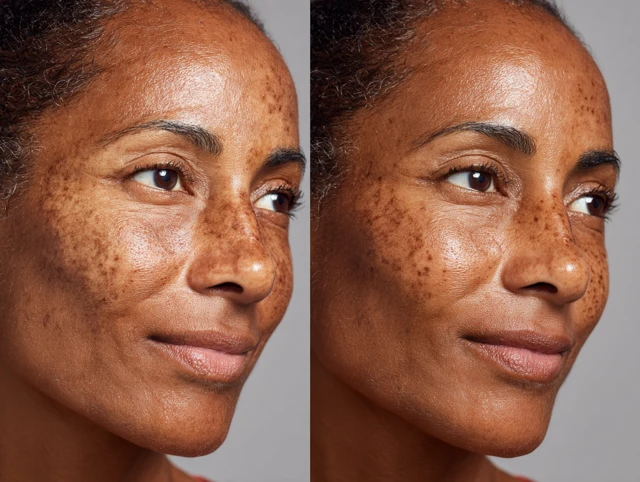 Skin Brightening Before After on Brown Skin