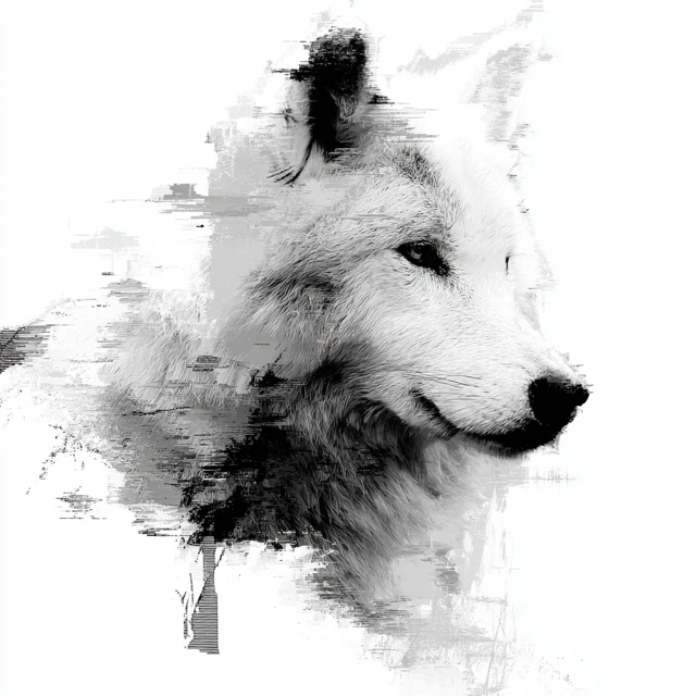 Wolf Graphics Digital Art White Background