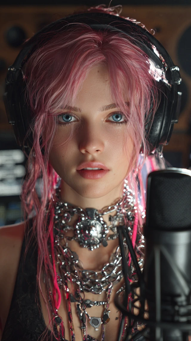 Cyberpunk Singer In Futuristic Studio Photorealistic 8K