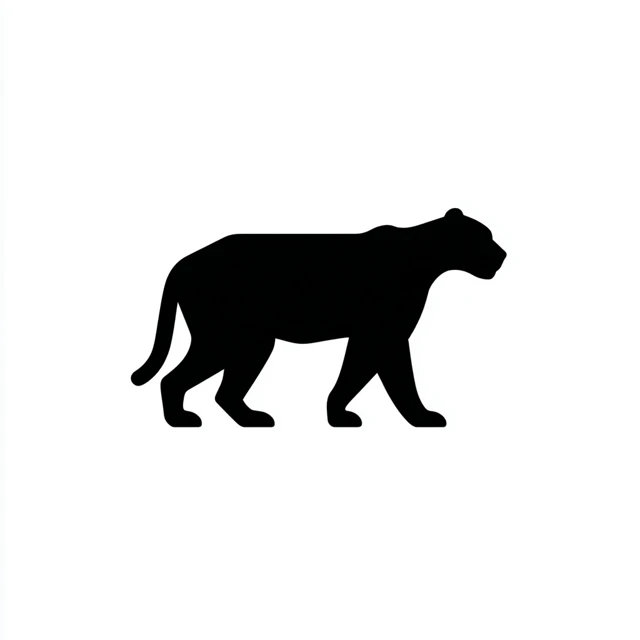 Mountain Lion Vector Icon Black Drawing