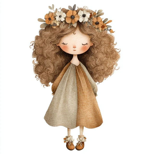 Cute Dreamy Rag Doll Watercolor Clipart