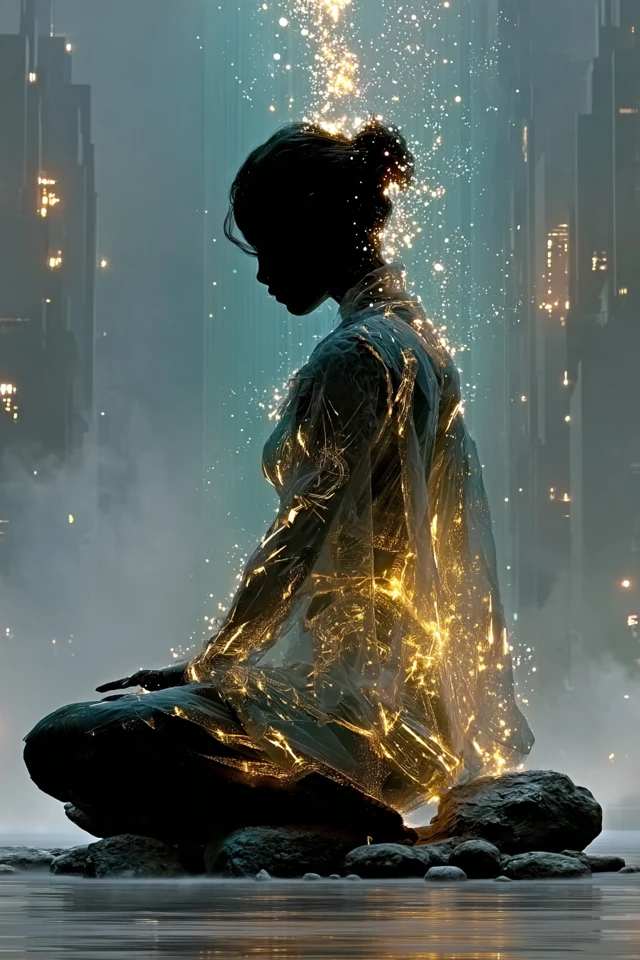 AI Goddess Meditation Zen Garden Surreal Art