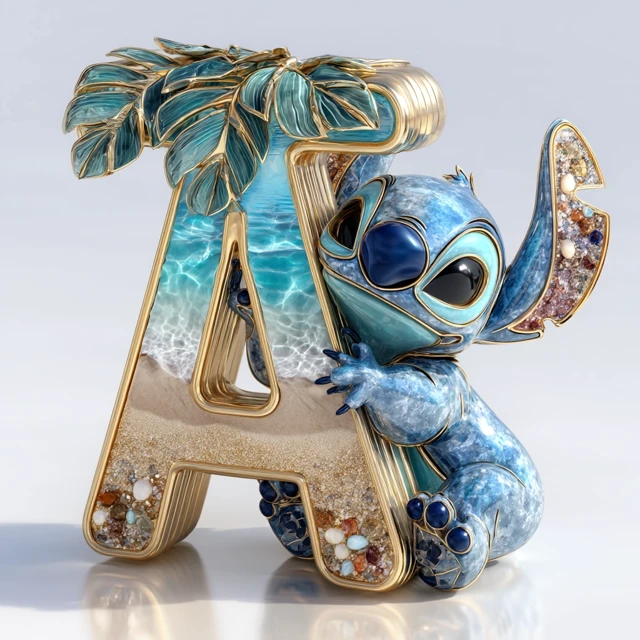 Stitch Hugging T Gemstone 3D Render