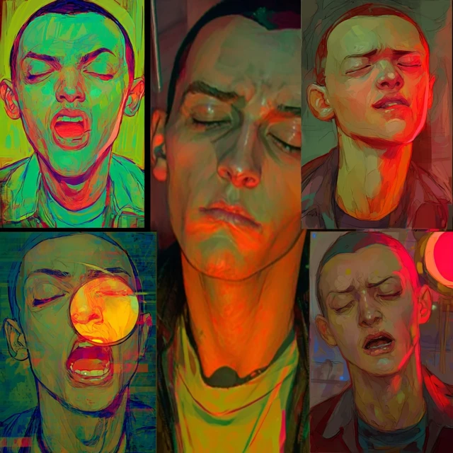 Distressed Portrait Artwork Emotional Expression