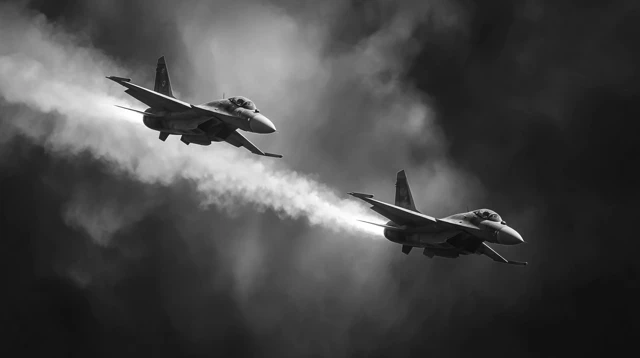 Fighter Jets in Flight Black and White Aesthetic