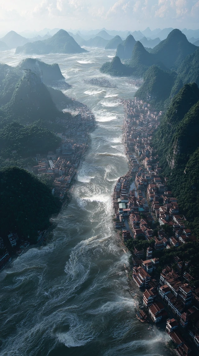 Chinese Horror City Drowned by a Giant Wave