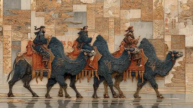 Ancient Caravan Chinese Painting Dunhuang Style