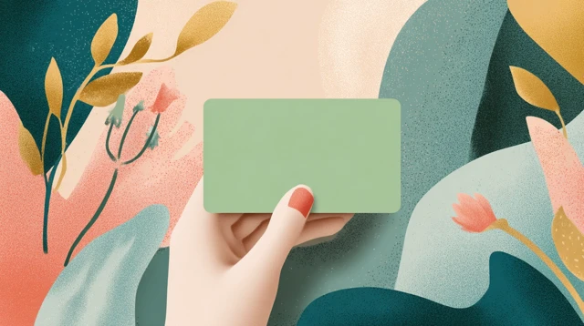 Blank Green Card Hand Illustrated Abstract Background