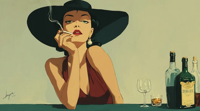 Art Deco Woman Smoking Vintage Poster