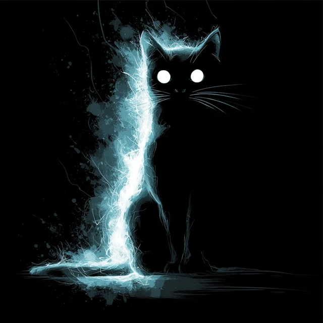Mysterious Black Cat Glowing Eyes Street Art