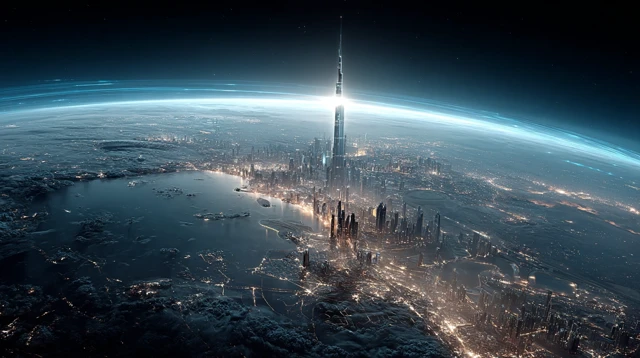 Dubai in Space Futuristic Cityscape