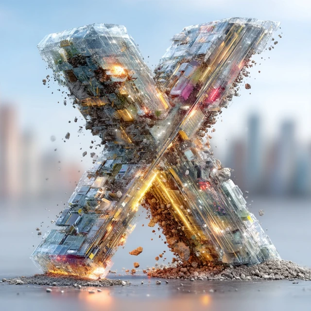 Exploding X Letter 3D Render Futuristic Tech Art