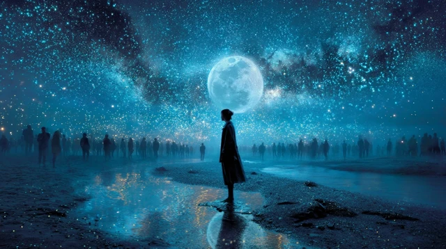 Dreamlike Scene Under a Starry Night Sky