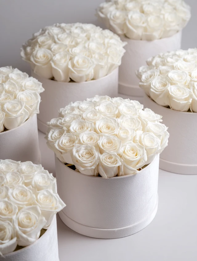White Rose Flower Boxes Luxurious Floral Arrangement