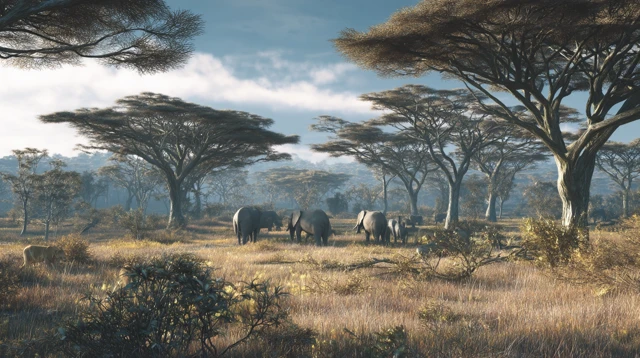 African Savannah Lions and Elephants 8K