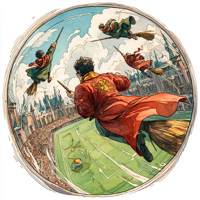 Quidditch in a Mug Watercolor Illustration