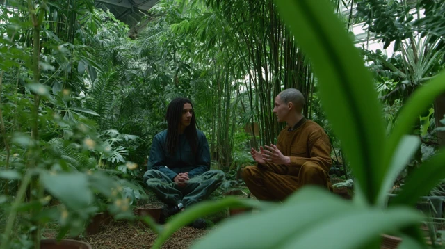 Androgyne and Android Conversing in a Greenhouse