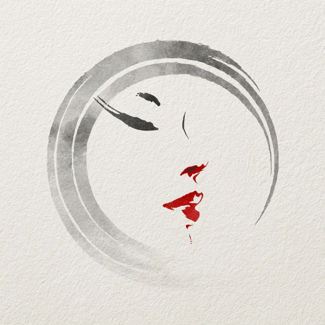 Minimalist Female Profile Modern Oriental Logo