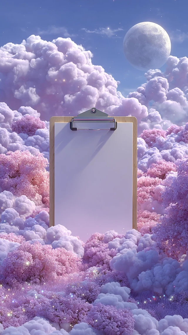 Dreamy Clipboard Lavender Field Illustration