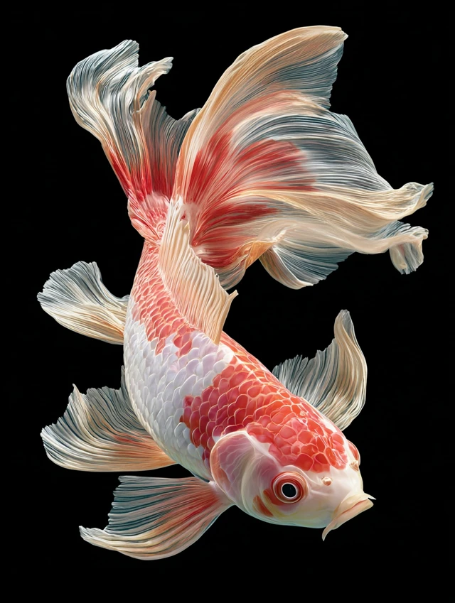 Realistic Butterfly Koi Fish Beautiful Fins