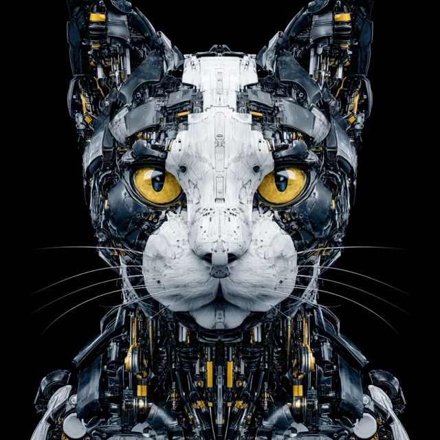 Futuristic Robot Cat Face