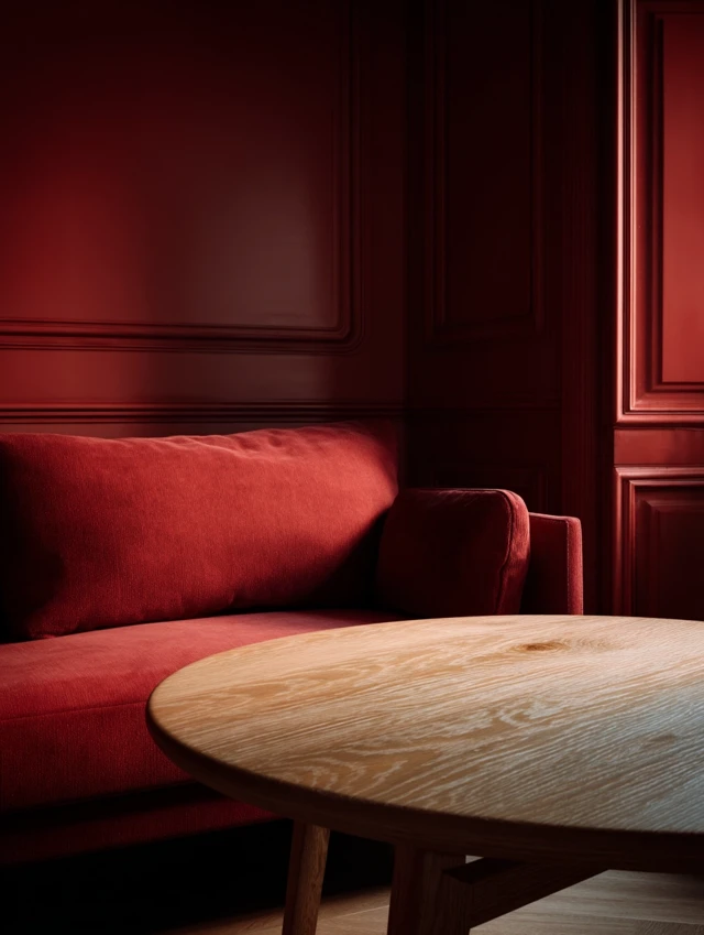Crimson Living Room Interior Photography
