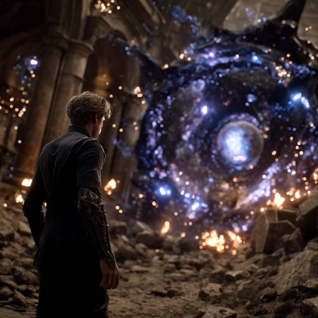 Sorcerer Confronts Astral Monster in Olympus Ruins