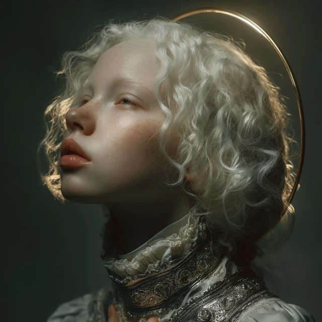 Albino Girl with Halo Dramatic Portrait