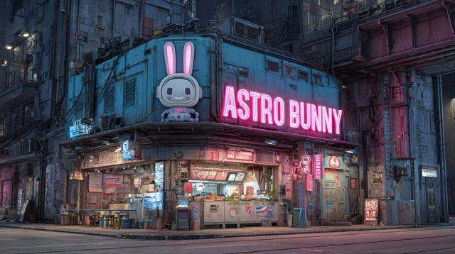 Cyberpunk Astro Bunny Noodle House