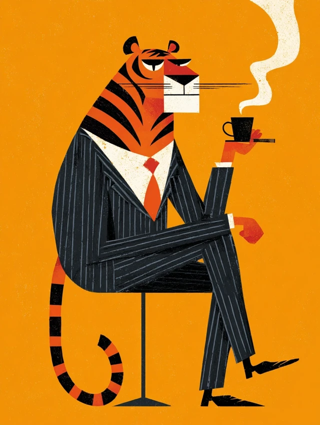 Tiger Illustration in Distinctive Art Style