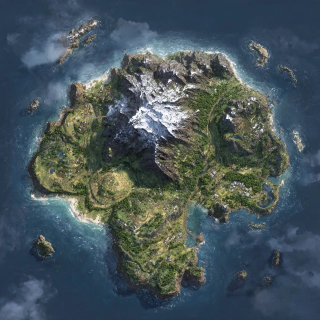 Island Map Fantasy Game AAA Videogame Environment