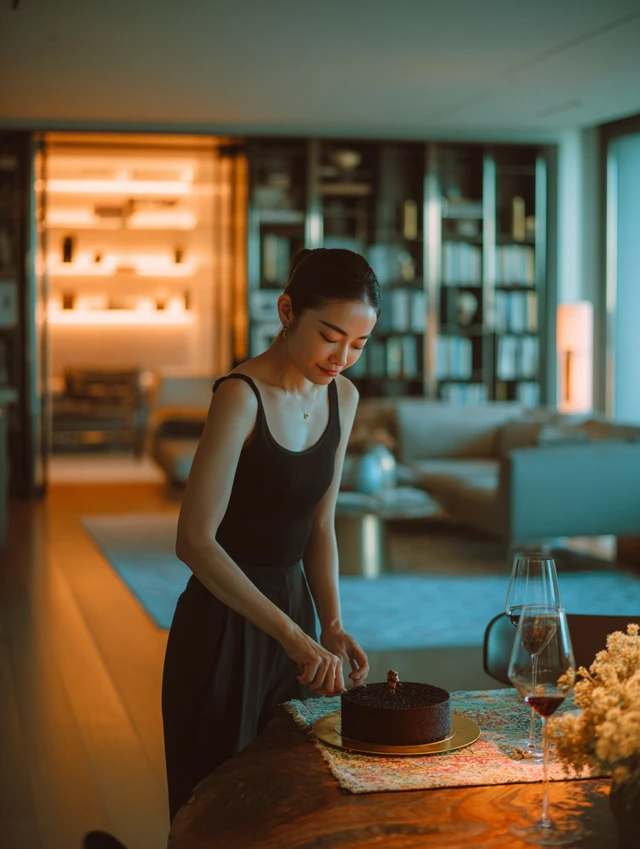 Luxury Interior Korean Matcha Cake Dinner
