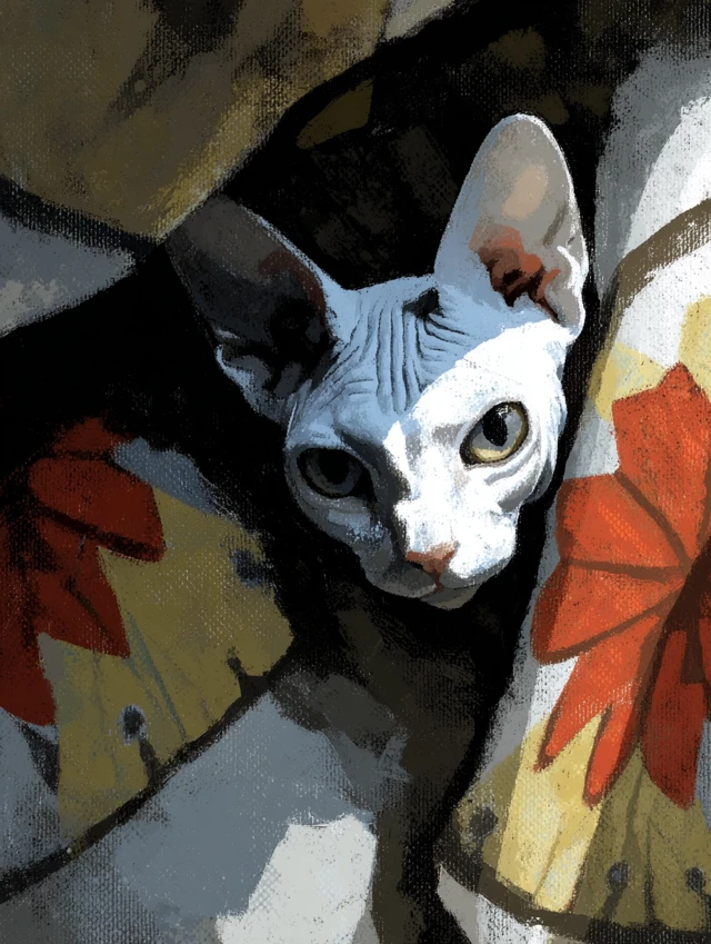 Cute Devon Rex Cat and Luna Moth Art