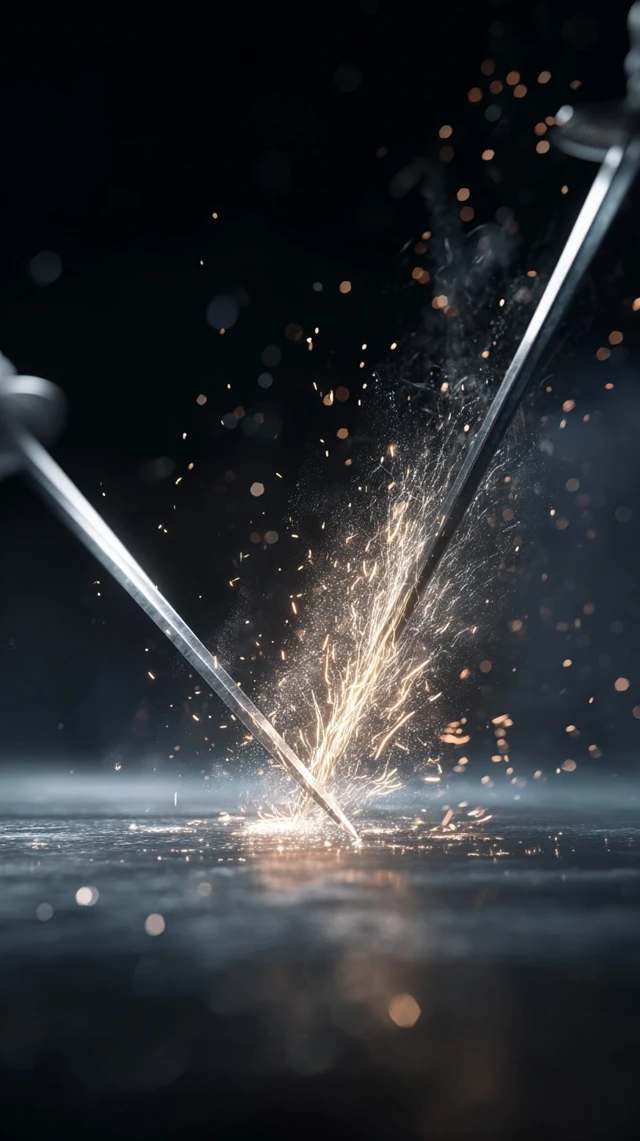 Fencing Sword Clash Epic Moment of Contact