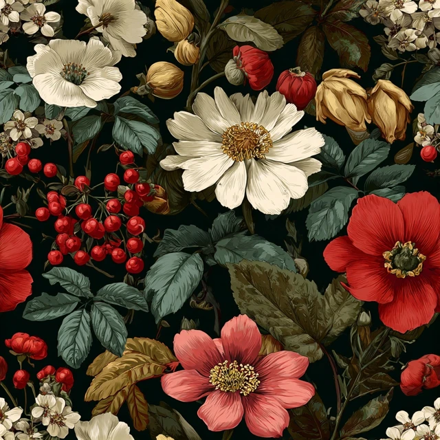 Botanical Flower Pattern Floral Design Illustration
