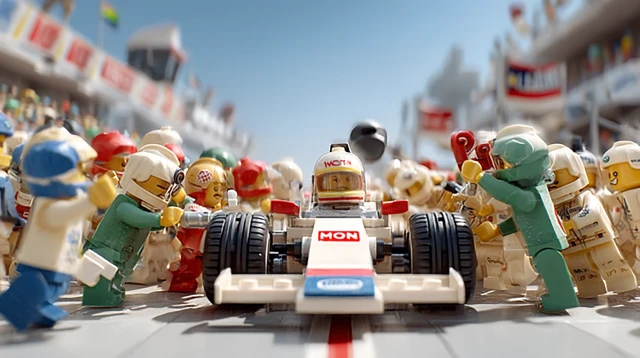 Lego F1 Pit Stop Scene Detailed and Dynamic