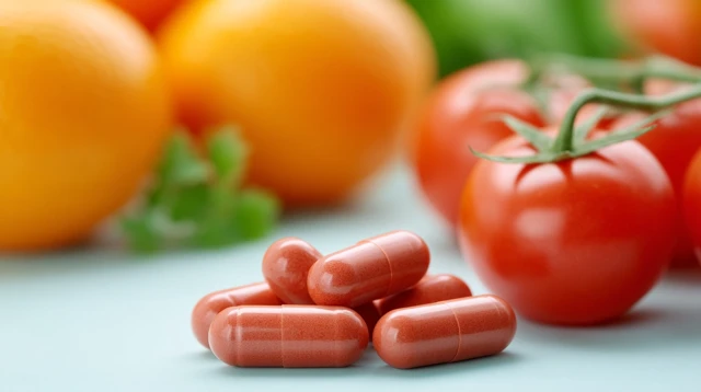 Natural Supplements Fresh Tomatoes and Oranges