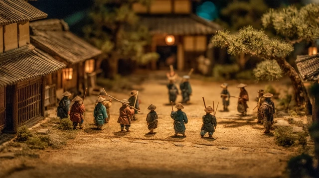 Iga Village Scene Miniature Diorama Night