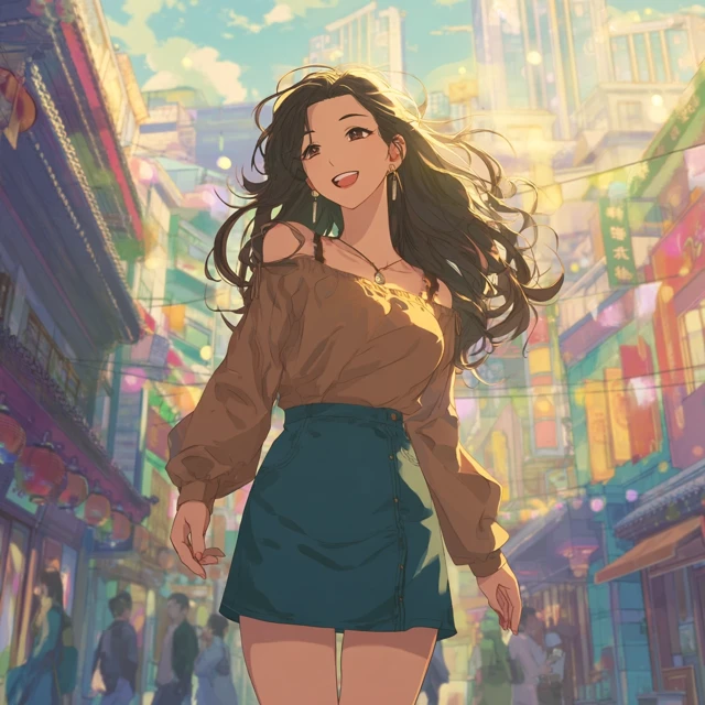 Anime Girl in China: Joyful Kazakh Woman