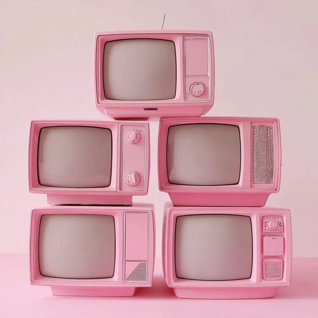 Retro Pink TVs Vintage CRT Style
