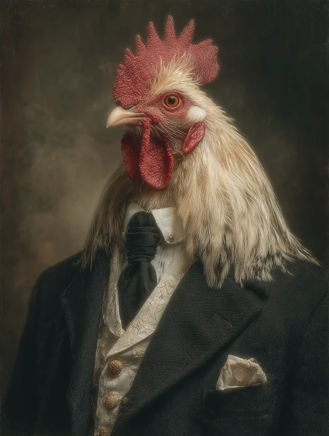 Regal Rooster Executive Portrait in a Suit