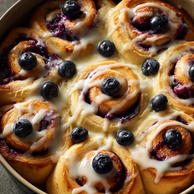 Fresh Baked Blueberry Sweet Rolls with Icing